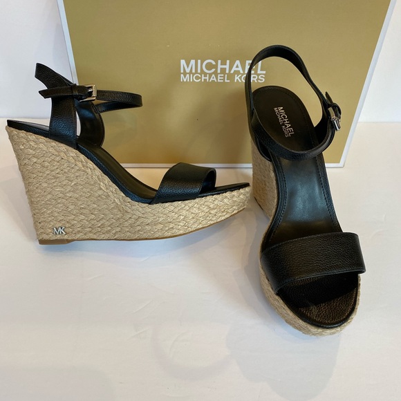 MICHAEL KORS JILL WEDGE LEATHER SANDAL SIZE:8.5 - Picture 11 of 12